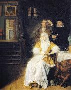 Samuel van hoogstraten anemic lady oil painting